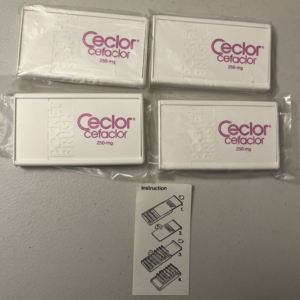Vtg Ceclor Cefaclor Pharma Rep Promo Pocket Brush Advertising Collectible